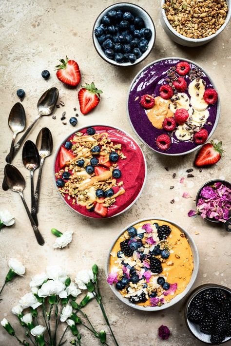 Summer Smoothie Bowl Recipes (Vegan) | Crowded Kitchen Cherry Smoothie Bowl, Summer Smoothie Bowl, Pitaya Smoothie Bowl, Perfect Smoothie Bowl, Smoothie Bowl Vegan, Pitaya Smoothie, Crowded Kitchen, Smoothies Vegan, Vegan Smoothie Bowl