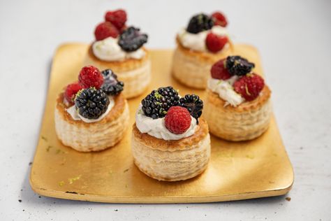 Berry Vol-au-ventProducts we use Sweet Vol Au Vents, Thickened Cream, Roasted Capsicum, Vanilla Bean Paste, Vanilla Paste, Fruit Filling, Fresh Raspberries, French Cooking, Lime Zest