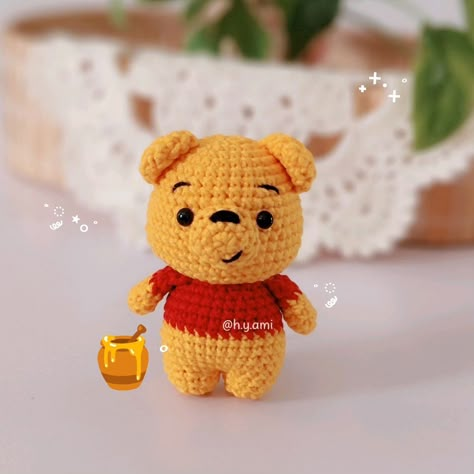 ⍝ʕ´•ᴥ•`ʔ⍝Winnie the Pooh 🍯˚ ʕ´•ᴥ•`ʔ I'm quite busy these days, so I...will post video tutorial on my yt channel in the next few days🥺 Pattern by me ˖⁺‧₊˚♡˚₊‧⁺˖ #crochet #crochetaddict #crochetlovers #crochetlover #crochetgiftcrochets #crochettoys #gifttoys #amigurumilovers #amigurumis #amigurumitoys #amigurumilove #amigurumi #cutetoys #cuteamigurumi #crochetando #crochetinstagram #crocheting #amigurumist #amigurumifreepatterns #freecrochettutorial #diy #diycrafts #handmadewithlo... Winnie The Pooh Keychain, Pooh Bear Crochet, Winnie The Pooh Amigurumi, Winnie The Pooh Crochet, Pooh Crochet, Crochet Christmas Gifts, Crochet Keychain Pattern, Crochet Bag Pattern Free, Crochet Business