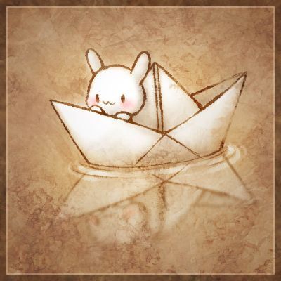 Boat Drawing, Origami Boat, Bunny Drawing, Kawaii Illustration, Kawaii Bunny, Paper Boat, Bunny Art, Cute Kawaii Drawings, Poses References