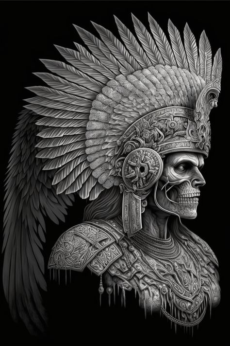 Aztec Skeleton, Eagle Warrior, Aztec Warrior Tattoo, Aztec Tattoos Sleeve, Aztec Artwork, Mexican Art Tattoos, Aztec Tattoo Designs, Human Oddities, Mexican Culture Art