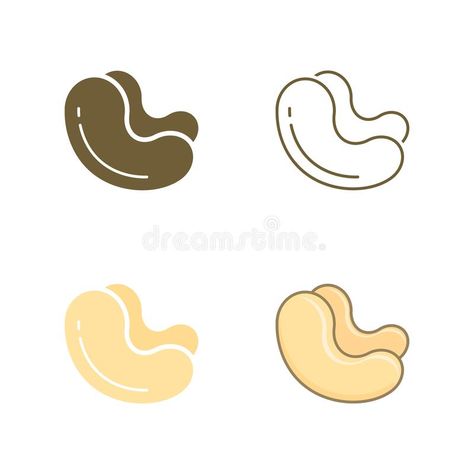 Cashew Illustration, Icon Set Vector, Background Illustration, Design Patterns, Cashew, Icon Set, Nuts, White Background, Stock Vector