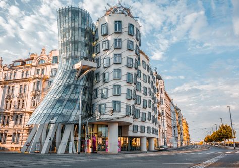 es from the drawing board of world-renowned architects Vlado Milunić and Frank O. Gehry. Its con Dancing House Prague, The Dancing House, Monument Architecture, 3d Printing Architecture, Dancing House, Prague City, Ginger Rogers, Walking Routes, Batumi