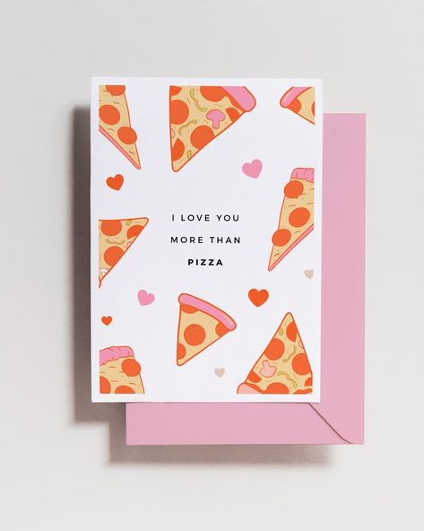 Pizza Card, Girl Christmas Card, Friendship Anniversary, Merry Christmas Family, Funniest Valentines Cards, Birthday Illustration, Card Inspo, Food Funny, Food Pizza