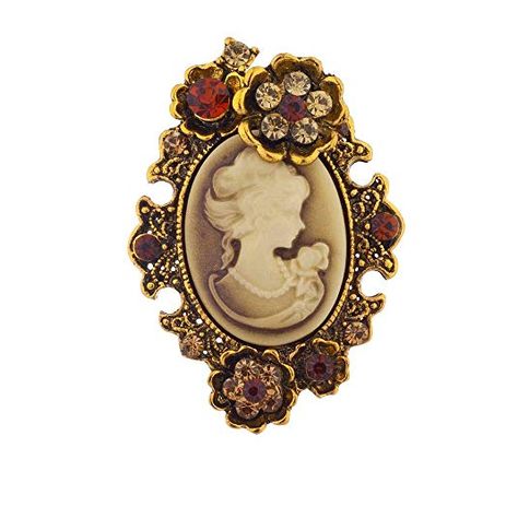 Amazon.com: Lux Accessories Gold Antique Brown Cameo Pin Burnished Flower Stones Brooch: Jewelry Floral Portrait, Beauty Patterns, Vintage Cameo, Antique Brooches, Cameo Necklace, Cameo Brooch, Brooch Jewelry, Pin Jewelry, Vintage Beauty