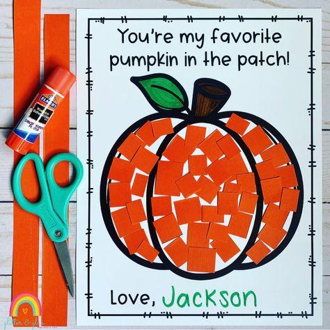 🎃You’re my favorite pumpkin in the patch! 🎃 Grab this FREEBIE for an easy activity!! Provide students with strips of orange paper. Have them cut/tear the strips into squares and glue them on the pumpkin. Last, have them sign their name! Perfect for preschool, pre-k, or kindergarten! Pre K Pumpkin Crafts, Pumpkin Math Centers, November Crafts Preschool, Pumpkin Activities Preschool, Pumpkin Patch Craft, Name Activities Preschool, Pumpkins Preschool, Pumpkin Math, Halloween Pumpkin Crafts