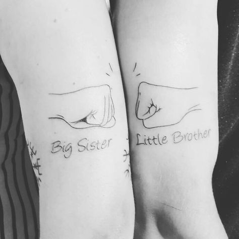 Brother And Sister Tattoos, Bro Tattoos, Tattoos For Siblings, Brothers Tattoo, Matching Tattoos For Siblings, Big Sister Little Brother, Sister Tat, Maching Tattoos, Twin Tattoos