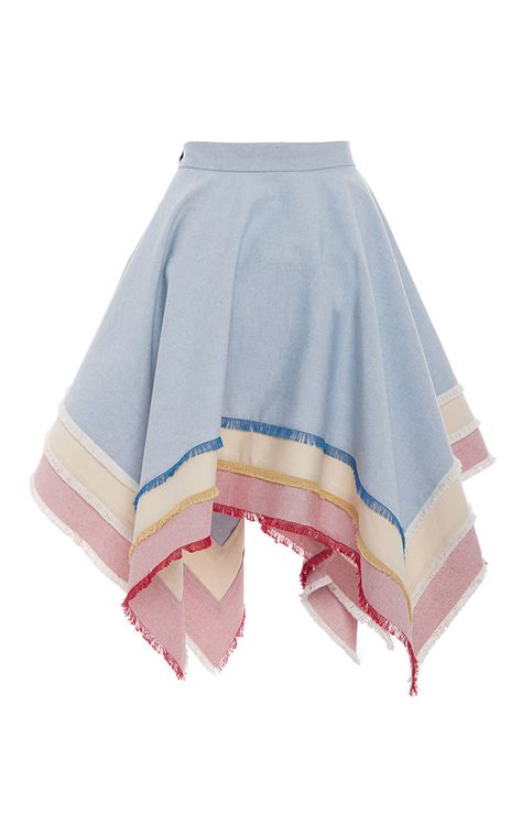 Heavyweight Oxford Handkerchief Skirt - Thom Browne Resort 2016 - Preorder now on Moda Operandi Handkerchief Skirt Runway, Hankerchief Skirt, Blue Cotton Skirt, Handkerchief Hem Skirt, Handkerchief Skirt, 1920 Fashion, African Fashion Skirts, Fashion Illustration Dresses, Asymmetrical Skirt