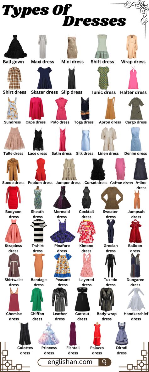 Fashion Terminology, Tomato Face, Skin Care Home Remedies, Different Types Of Dresses, Dresses For Ladies, Dress Name, Clothing Guide, Fashion Terms, Fashion Design Patterns