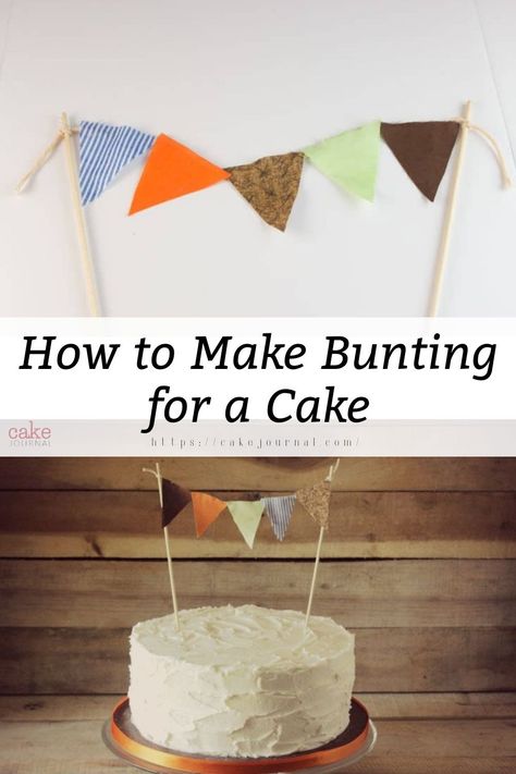 A rustic theme bunting on a plain cake Diy Bunting Cake Topper, How To Make Bunting, Sewing Cake, Burlap Cake, Bunting Cake, Make Bunting, Felt Bunting, Felt Cake, Cake Bunting Topper