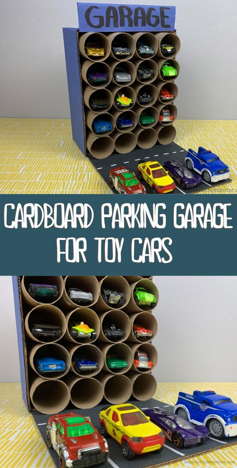 Diy Parking Garage For Kids Cars, Diy Toy Car Garage, Garage For Toy Cars, Toddler Car Activities, Diy Toy Car, Kids Garage, Diy Toys Car, Diy Cardboard Toys, Toy Car Garage