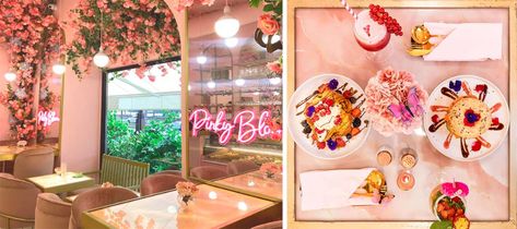 5 girly restaurants to see life in pink Blue Restaurant, Pink Restaurant, Life In Pink, London Tea, Italo Disco, Restaurant Paris, Elle Woods, Paris Restaurants, Glam Decor