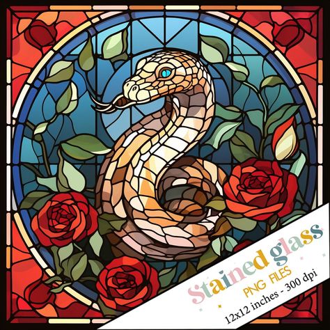 Snake Template, Stained Glass Snake, Glass Png, Beautiful Snakes, Stained Glass Patterns, Design Wall, Stained Glass Art, Tumbler Sublimation, Glass Design