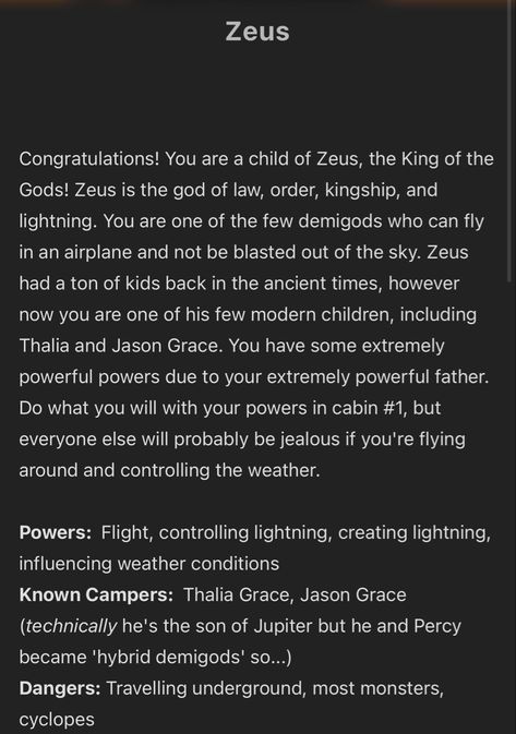 Zeus Percy Jackson, Children Of Zeus, Zeus Cabin, Percy Jackson Crossover, Zeus Children, Son Of Zeus, Daughter Of Zeus, Half Blood, Camp Half Blood