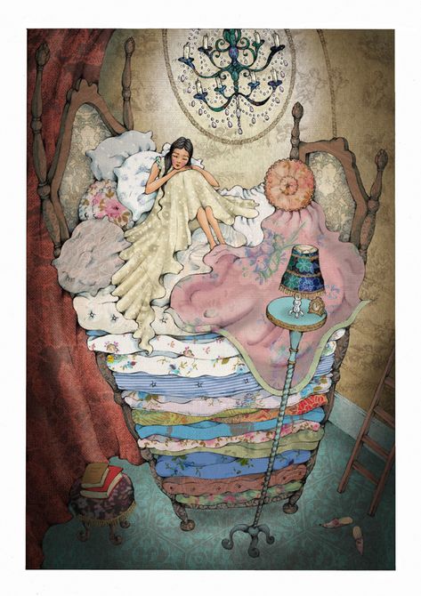 The Princess And The Pea, Princess Illustration, Princess Book, Princess Fairytale, Fairy Tale Illustration, Princess And The Pea, Fairytale Illustration, Fairytale Art, Romantic Art