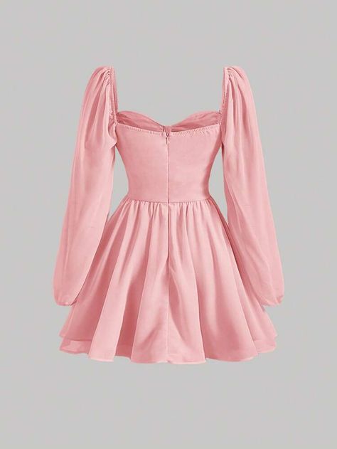 SHEIN MOD Sweetheart Neck Lantern Sleeve Ruched Bust Dress | SHEIN USA Heavy Bust Outfit, Ruched Bust Dress, Sleeping Beauty Dress, Teenage Dress, Outfit Ideas Korean, Formal Ideas, Bust Dress, Dresses Fancy, Pink Dress Women