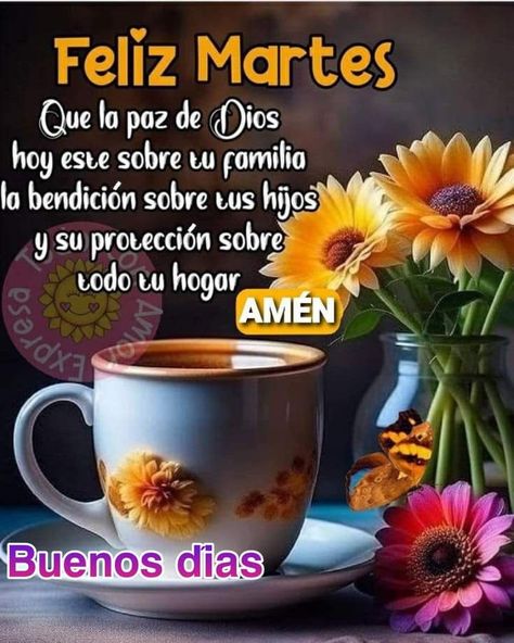 Buenos días, que pasen una bella jornada 🌺✨🌞 Spanish Prayers, Good Morning In Spanish, Tuesday Quotes, Good Night Messages, Morning Messages, Happy Tuesday, Morning Greeting, Religious Quotes, Morning Quotes