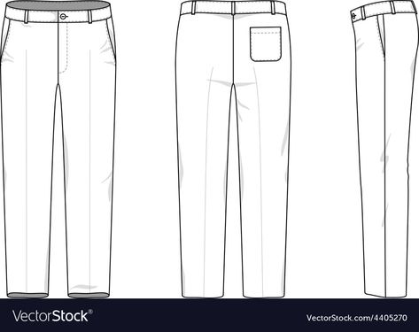 Pants Side View Drawing, Simple Outline Drawing, Tech Drawing, Side View Drawing, Flat Drawings, Side Pants, Flat Sketches, Outline Drawing, Tech Pack