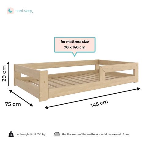 Montessori Bed Children's Floor Bed Children's Bed on the Floor With Fall Protection Low Floor-to-ceiling Toddler Bed From 2 Years - Etsy Diy Toddler Bed On Floor, Floor Bed Toddler, Diy Toddler Bed, Palette Patio Furniture, Toddler Floor Bed, Diy Outdoor Table, Diy Patio Furniture Cheap, Diy Couch, Toddler Beds