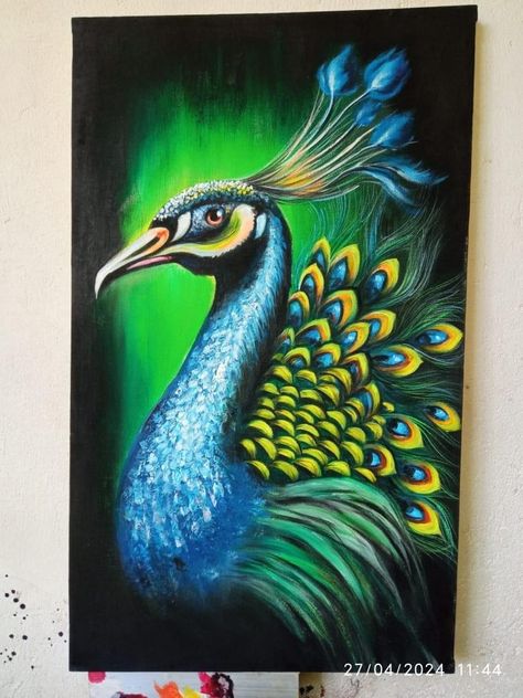 Peacock Oil Pastel Drawing, Morpankh Canvas Painting, Textured Peacock Painting, Peacock Scenery Painting, Peacock Oil Painting On Canvas, Resin Art Painting, Rangoli Design, Rangoli Designs, Resin Art