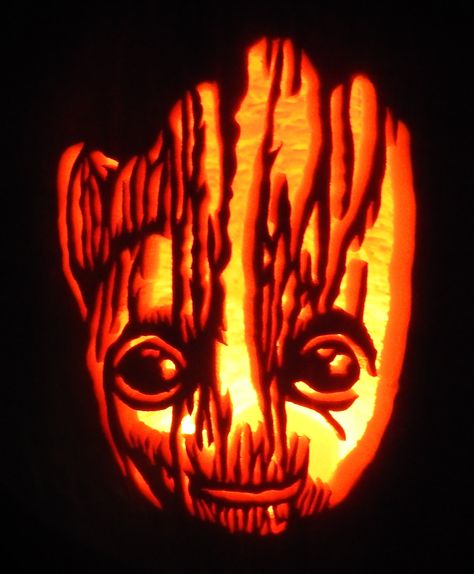 Baby Groot Groot Pumpkin Carving, Groot Pumpkin, Marvel Pumpkin Carving, 3d Pumpkin Carving, Awesome Pumpkin Carvings, Pumkin Decoration, Halloween Pumpkin Stencils, Disney Pumpkin Carving, Pumkin Carving