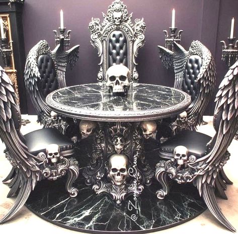 Gothic House Interior, Goth Furniture, Skull Furniture, Product Animation Video, Animation Blender, Gothic Decor Bedroom, Gothic Interior, 3d Product Animation, Gothic Bedroom