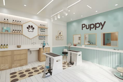 Pet Salon Design, Luxury Dog Grooming Salons, Pet Hotel Design Dog Daycare, Dog Hotel Ideas Pet Resort, Dog Nursery Ideas, Pet Grooming Salon Ideas Design, Grooming Salon Ideas Design, Pet Salon Ideas, Luxury Pet Hotel