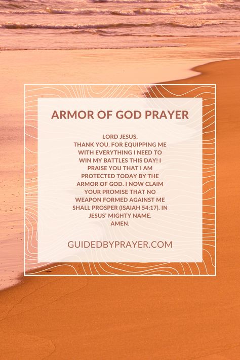 The Armor of God Prayer is a popular prayer among Christians, which is based on the biblical passage from Ephesians 6:10-18. Ephesians 6 10-20, Ephesians 6:13 Armor Of God, Ephesians 6:10 Armor Of God Tattoo, Ephesians 6:10 Armor Of God, Full Armor Of God Prayer, Armor Of God Prayer, Christian Woman Encouragement, Worship Praise, The Armor Of God