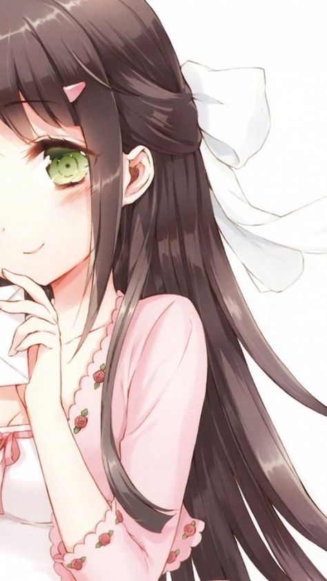 long hair anime ^^ Blushing Anime, Valentines Anime, Moe Anime, Girls With Black Hair, Girl With Brown Hair, Diabolik, Diabolik Lovers, Love Letter, Kawaii Girl