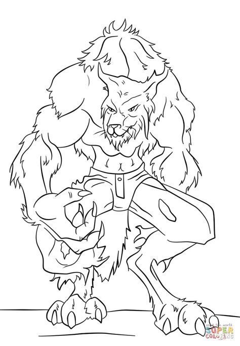 Werewolf Coloring Pages, Halloween Werewolf, Dance Coloring Pages, Candy Cane Coloring Page, Bratz Coloring, Wolf Colors, Monster Coloring Pages, Fall Art Projects, Page Decoration