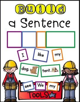 Help your students master their sight words in a fun, interactive way! With this pack, your students can practice 70+ sight words, practice reading and building simple sentences, and practice essential reading strategies. The 180+ picture/word cards make this perfect for ELL students, too. Simple Sentences Activities, Build A Sentence, Sentences Kindergarten, Pronoun Activities, Sentence Building Activities, Writing Center Kindergarten, Sentence Activities, Sight Word Sentences, Literacy Centers Kindergarten