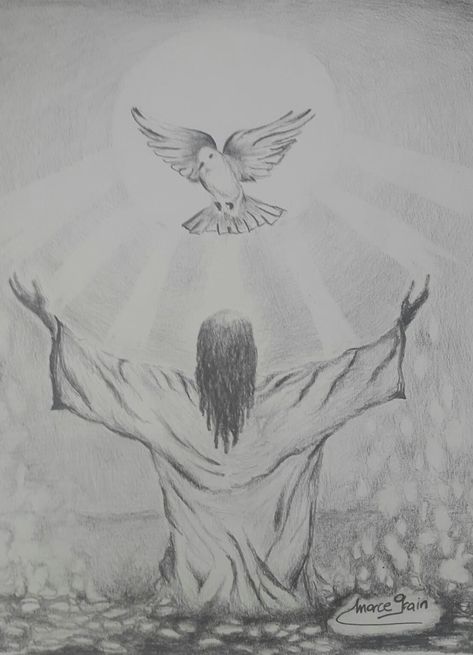 Bible Story Drawings Sketches, Christian Pencil Drawings, Christian Sketch Ideas, Drawing Ideas Of God, Faith Drawings Sketches, God Drawing Sketch, Simple Jesus Drawing, Jesus Sketch Pencil Easy, Christian Drawings Pencil