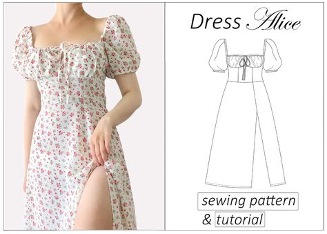 Dress Pattern Milkmaid Dress Sewing Pattern PDF Puff Sleeves - Etsy Australia Cottage Core Dress Pattern, Milkmaid Dress Pattern, Puff Sleeve Dress Pattern, Women Sewing Patterns, Corset Top Pattern, Bustier Pattern, Women Sewing, Milkmaid Dress, Bra Sewing