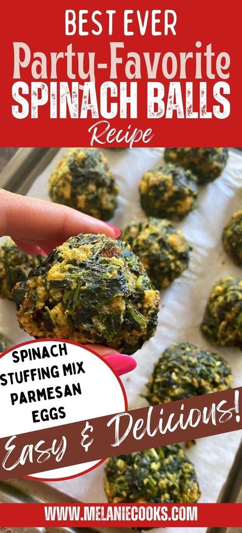 Spinach Artichoke Appetizer Bites, Spinach Sausage Balls, Spinach Balls Made With Stove Top Stuffing, Spinach Stuffing Balls Recipe, Appetizers With Spinach, Spinach Bites Appetizers, Spinach Stuffing Balls, Spinach Balls With Stuffing Mix Recipe, Fresh Spinach Recipes Easy