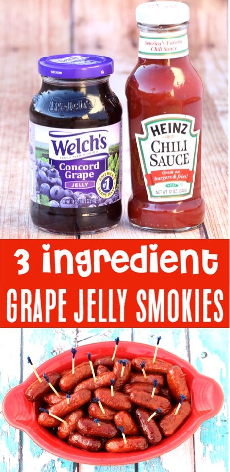 Grape Jelly Smokies, Little Smokies Crockpot, Smokies Crockpot, Grape Jelly Chili Sauce, Grape Jelly Recipe, Lil Smokies Recipes, Crockpot Little Smokies, Best Appetizers Ever, Little Smokies Recipes