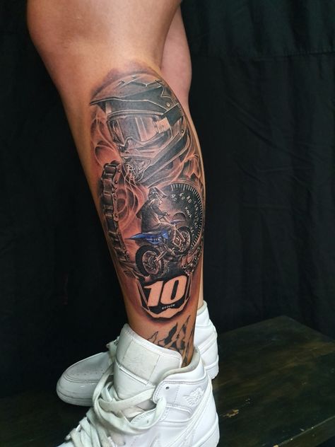 Motocross Tattoo For Men, Dirt Bike Tattoo Ideas, Dirtbike Tattoo, Motocross Tattoo Ideas, Tattoo Motocross, Mx Tattoo, Knife And Rose Tattoo, Moto Tattoo, Motocross Tattoo