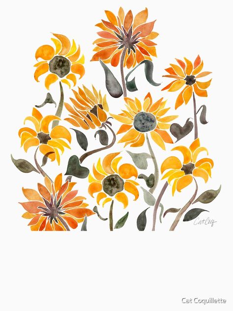 + 7 colors Complementary Color Scheme, Sunflower Watercolor, Black Palette, Yellow Art Print, Yellow Palette, Gallery Space, Palette Art, Watercolor Sunflower, Floral Inspiration