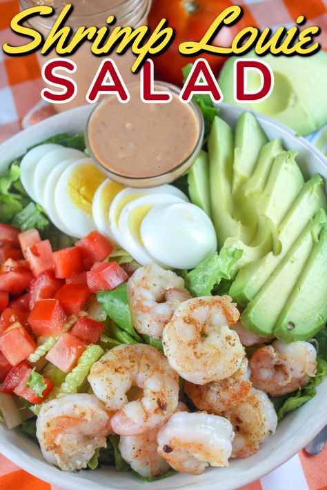 Crab Louie Salad Dressing Recipe, Crab Louie Salad Dressing, Shrimp Louie Salad, Shrimp Louie, Crab Louie Salad, Entree Salads, Seafood Salads, Avocado And Tomato, Crab And Shrimp