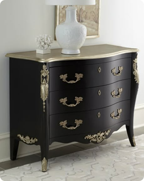 Black And Gold Desk, Dark Oak Furniture, Dresser Inspiration, Bellatrix Black, Gold Desk, Refinish Furniture, Furniture Flips, Diy Dresser, Furniture Rehab