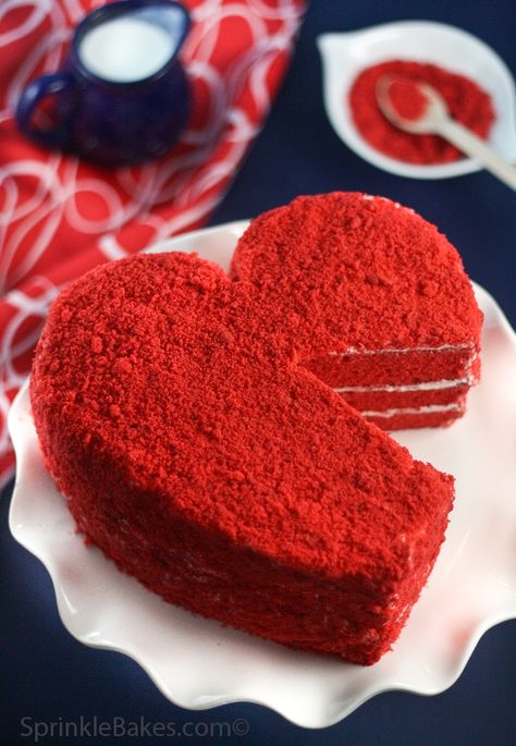 Sprinkle Bakes: Heritage Red Velvet Cake | Valentine's Day Recipes, ideas, food, treats, red colors | I love red! Bolo Red Velvet, Heart Shaped Food, Red Velvet Cake Recipe, Velvet Cake Recipes, Valentines Day Cakes, Be Mine Valentine, Valentine Cake, My Funny Valentine, Heart Day