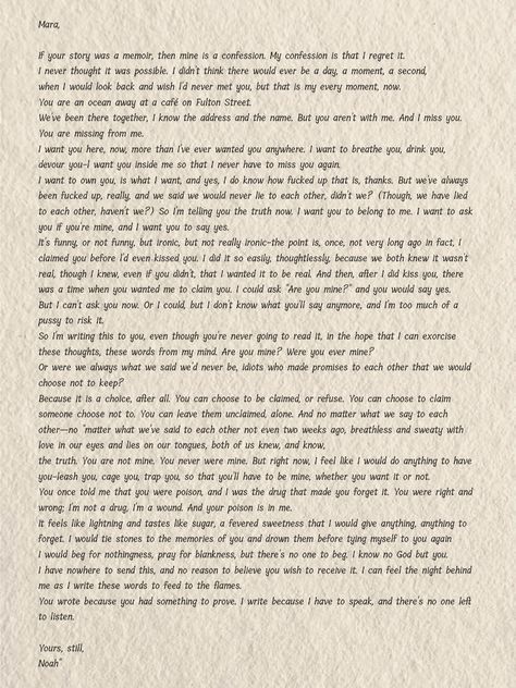 Noah’s letter to Mara - Marashaw - The Mara Dyer Trilogy The Unbecoming Of Mara Dyer, Unbecoming Of Mara Dyer, Mara Dyer Trilogy, Noah Shaw, Mara Dyer, My Confession, S Letter, Memoirs, Looking Back