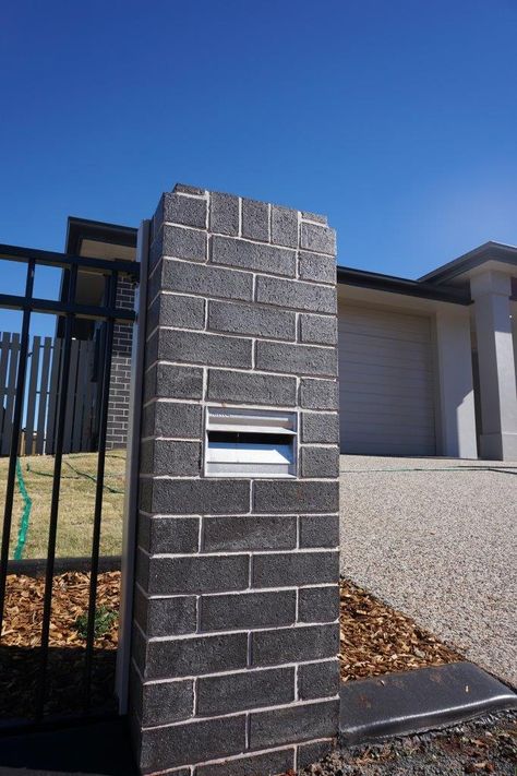 Brick Pier Mailbox with inbuilt metal slot style mailbox, with rear mail recovery.   This mailbox was built by Gordon Bourke Constructions for a house in the Avenues of Highfields, Highfields Queensland.      Gordon Bourke Constructions is Toowoomba's Favourite Builder.  For more information contact them on 0746301577  or info@gbc-homes.com Built In Mailbox Ideas, Brick Mailbox Designs, Mailbox Designs, Brick Mailbox, Diy Mailbox, Mailbox Ideas, Modern Mailbox, Mailbox Design, Succulent Garden Diy