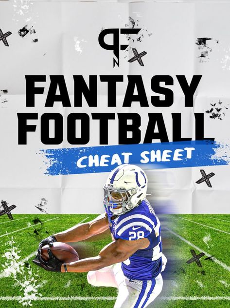 Graphic of Jonathan Taylor Indianapolis Colts running back catching a ball Nfl Fantasy Football, Nfl Fantasy, Fantasy Football, The Low, Cheat Sheet, Nfl, Football, American Football