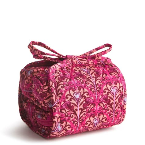 This compact cosmetic case features three zip compartments and a secure zip TPU pocket, perfect for storing your beauty essentials with ease. The elegant tie closure adds a touch of sophistication to your daily routine, making it a stylish addition to your beauty collection. Vera Bradley Wicked All Wrapped Up Cosmetic Bag in Bewitching Pink Vera Bradley Toiletry Bag, Vera Bradley Aesthetic, Pink Purses, Luxury Instagram, Pretty Gifts, Travel Accessories Organization, Wicked Movie, Makeup Bag Essentials, Backpack Lunch Bag