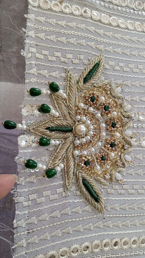 For details +92333-5552777 Sunny embroidery creations plaza 89 wlaayat complex Bahria town phase 7 Rawalpindi Dress Designs For Stitching, Organza Styles, Silk Ribbon Embroidery Patterns, Aari Design, Zardosi Embroidery, Zardosi Work, Zardozi Work, Punjabi Fashion, Rose Crafts