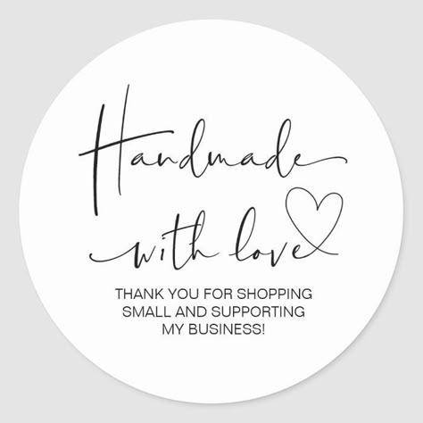 Handmade With Love Small Business Thank You C Business Labels Stickers, Logo For Small Business Ideas, Small Business Thank You Stickers, Small Business Cards Ideas Handmade, Sticker Ideas For Small Business, Small Business Stickers Ideas, Small Business Thank You Note, Stickers Business Ideas, Handmade Thank You Cards For Business