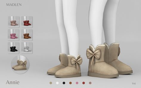 New ugg like boots featuring a cute bow and fur details. Available to simmies of all ages! Toddler Cc Sims 4, Fresh Hairstyles, Sims 4 Toddler Clothes, Sims Background, 4 Family, Sims Baby, Die Sims 4, Effortless Waves, Background Characters