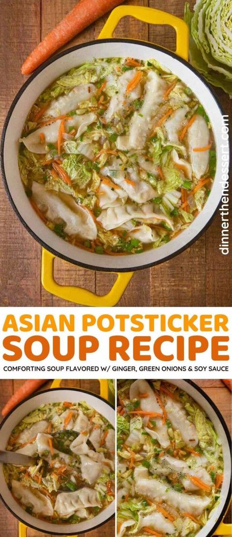 30 Minute Asian Meals, Chicken Pot Stickers Recipe Easy, Asian Potsticker Soup, Potstickers Soup Recipe, Pot Stickers Soup Recipe, Pot Stickers Meal Ideas, Chicken Potsticker Soup, Korean Cabbage Soup, Recipes Using Potstickers