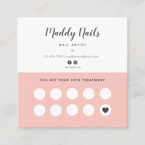 Nail Cards Business, Business Loyalty Cards, Nail Business Cards, Loyalty Card Design, Business Cards Beauty, Loyalty Card Template, Beauty Business Cards, Nail Business, Nail Salon Design