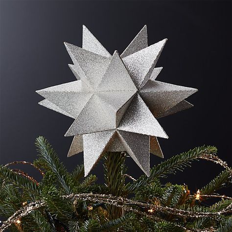 Crate and Barrel Moravian Silver Star Tree Topper Diy Star Tree Topper, Best Christmas Tree Toppers, Coastal Tree, Silver Tree Topper, Diy Tree Topper, Christmas Staircase Decor, Xmas Tree Toppers, Moravian Star, Christmas Staircase